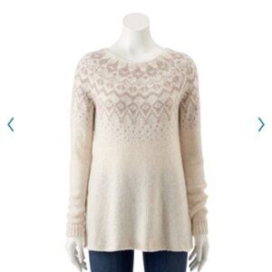 SONOMA Nordic Fair Isle Oversized Pullover Sweater Ivory Small